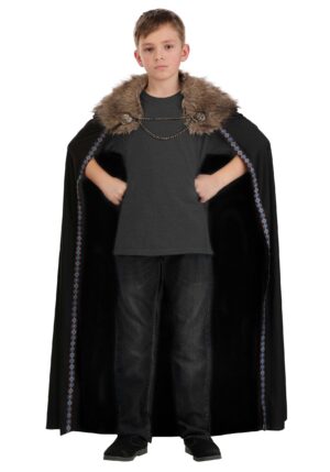 Black Faux Fur Collar Viking Kid's Costume Cape | Viking Accessories