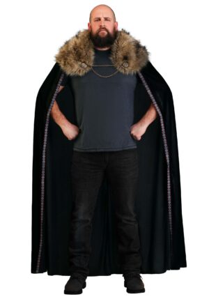 Black Faux Fur Collar Adult Viking Cape | Costume Capes