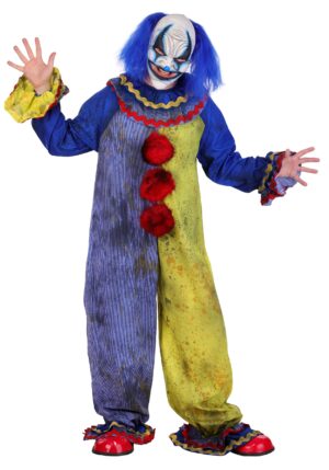 Blue Carousel Clown Adult Costume with Mask | Evil Clown Costumes