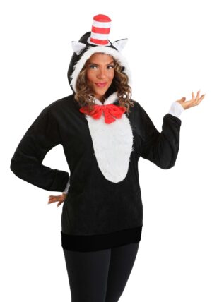 Adult Cat in the Hat Hoodie Costume Top | Dr. Seuss Costumes