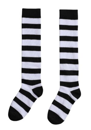 Black and White Striped Witch Socks for Girls | Witch Accessories