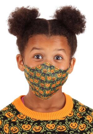 Sublimated Pumpkins Kid's Face Mask | Halloween Accessories
