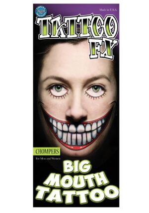 Chompers Temporary Big Mouth Tattoo | Costume Accessories