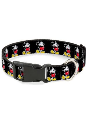 Retro Mickey Mouse Pose Black Plastic Clip Collar