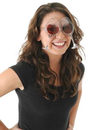 Wine Goblet Eyeglasses Clear/Rose | Costume Glasses