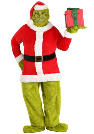 Plus Size Dr. Seuss Santa Suit Grinch Open Face Costume | Grinch Costumes