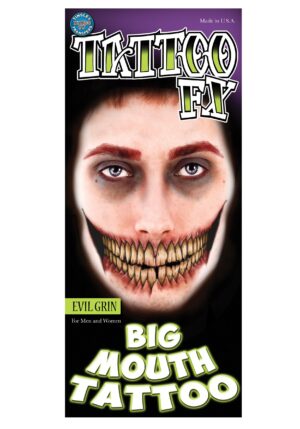 Evil Grin Big Mouth Temporary Tattoo Kit