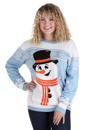 Friendly Snowman Adult Ugly Christmas Sweater | Ugly Holiday Sweaters