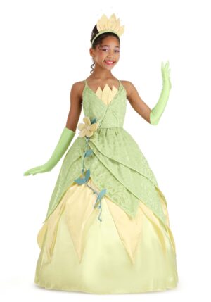 Exclusive Deluxe Disney Tiana Costume Dress for Girls