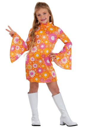 Far Out Flower Girl's Dress Costume | Kid's Disco Costumes