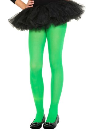Green Opaque Girl's Tights | Costume Tights