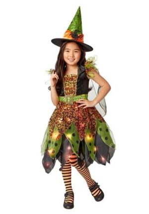 Girl's Green Witch Light Up Costume Dress | Witch Costumes