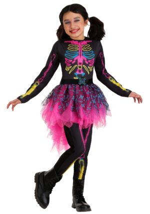 Kid's Neon Skeleton Costume Dress | Skeleton Costumes