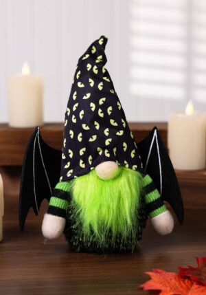 10-Inch Green Bat Garden Gnome Halloween Decoration | Table Decorations