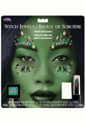 Green Witch Jewels & Makeup Costume Kit | Witch Accessories