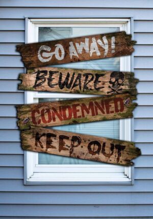 27.25-Inch Haunted Window Warnings Boards Decoration | Window Decorations