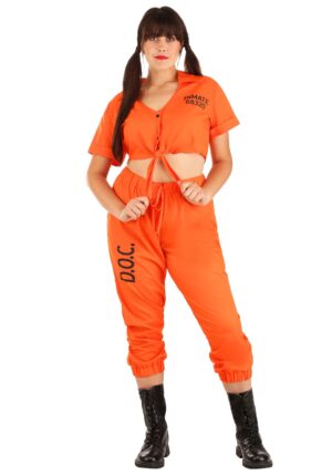 Orange Inmate Prisoner Women's Plus Size Costume | Prison Costumes