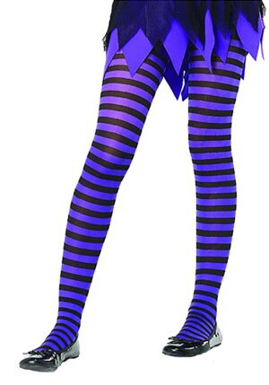 Black and Purple Kid's Striped Tights | Costume Tights