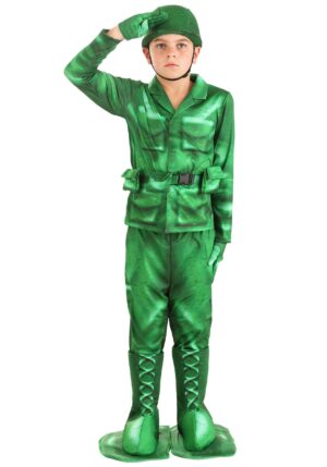 Plastic Green Army Man Kid's Costume | Toy Costumes