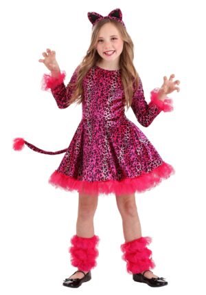 Prancing Pink Leopard Girl's Costume Dress | Kid's Animal Costumes