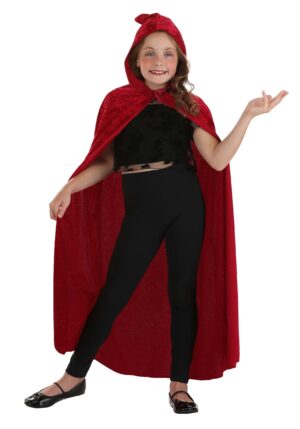 Kid's Velvet Red Hooded Cape | Costume Accessories