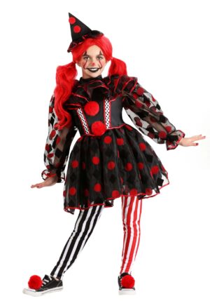 Wonderland Red Clown Girl's Costume | Evil Clown Costumes