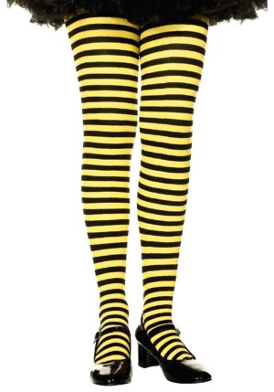 Girl's Yellow and Black Striped Tights | Costume Tights