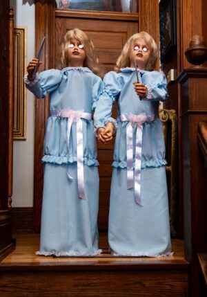 4FT Animated Killer Twin Girls Halloween Prop | Scary Decorations