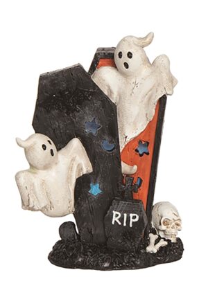 9.5-Inch Light Up Ghost in Coffin Figure Decoration | Table Decorations