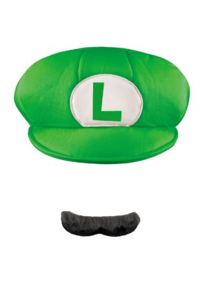 Super Mario Bros. Luigi Adult Hat and Mustache Costume Accessory Kit