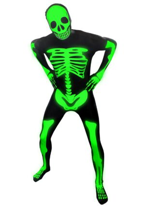 Adult Glow Skeleton Morphsuit Costume | Glow and the Dark Costumes
