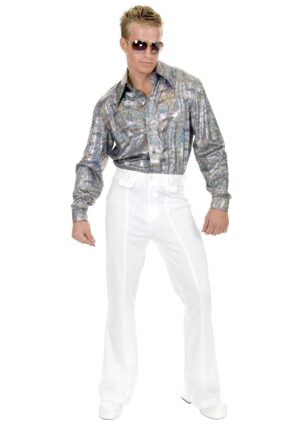 Plus Size Shimmering Disco Men's Costume Shirt | Disco Costumes