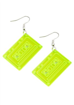 Neon Cassette Tape Costume Earrings | 80s Accessories