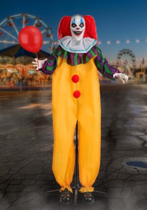 5.5FT Animatronic Nickles the Nightmare Clown Decoration - Scream Saver | Halloween Animatronics