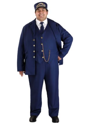 Plus Size North Pole Train Conductor Men's Costume | Uniform Costumes