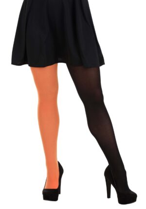 Orange and Black Split Color Women's Costume Tights | Women's Tights