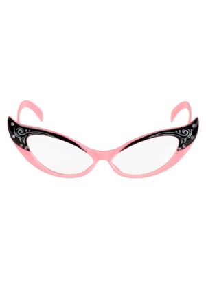Vintage Pink/Clear Cat Eyes Glasses | 50s Accessories
