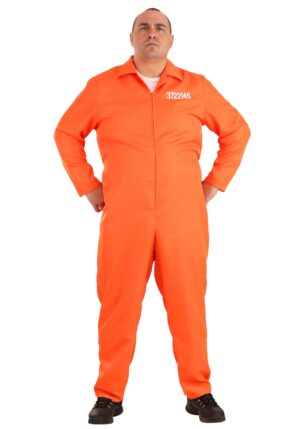 Men's Plus Size Orange Prison Jumpsuit