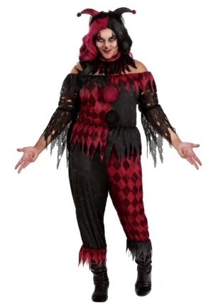Plus Size Jinxed Jester Clown Women's Costume | Jester Costumes