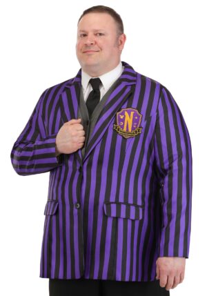 Men's Plus Size Nevermore Academy Wednesday Costume Blazer | TV Show Costumes