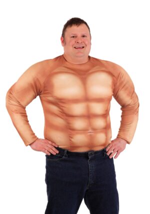 Adult Plus Size Padded Muscle Costume Shirt | Adult Costumes