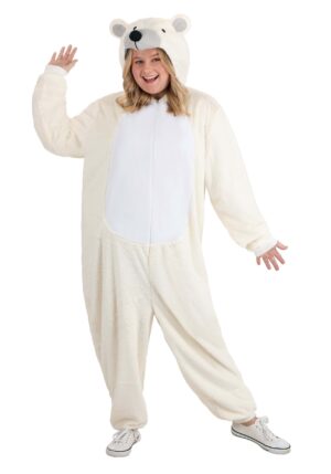 Plus Size White Polar Bear Adult Costume Onesie | Bear Costumes