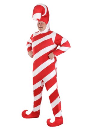Adult Plus Size Red Candy Cane Bodysuit Costume | Christmas Costumes