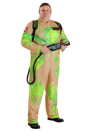 Adult Plus Size Slime-Covered Ghostbusters Costume | Ghostbusters Costumes