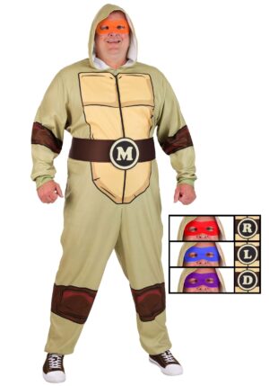 Plus Size Teenage Mutant Ninja Turtles Hooded Jumpsuit Adult Costume | Nickelodeon Costumes