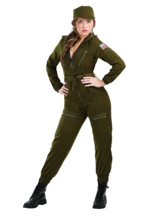 Women's Plus Size Army Flightsuit Costume