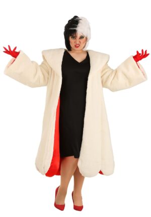 Plus Size Deluxe Cruella De Vil Coat Costume for Women