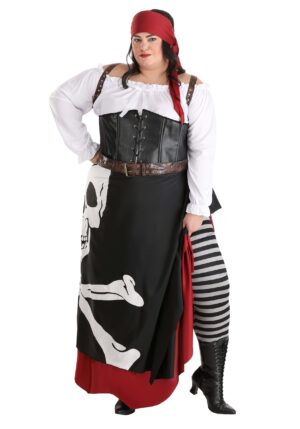 Plus Size Skeleton Flag Rogue Pirate Costume for Women
