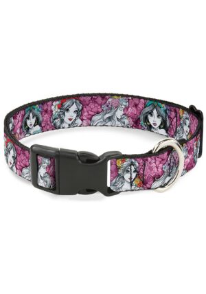 Floral Princess Sketch Pet Collar with Plastic Clip