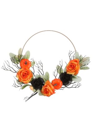 12-Inch Pumpkin Flower Wreath Halloween Decoration | Halloween Wreath